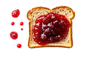 Closeup of bread slice with vibrant jam topping, a sweet and simple treat delicious