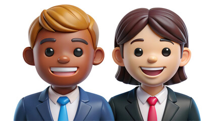 Smiling Cartoon Faces – Cute 3D Portrait Set of Diverse People in Close-Up Style