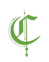 Capital gothic letter C vector illustration.