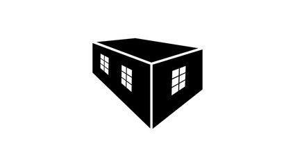 Modular Folding Container House, black isolated silhouette