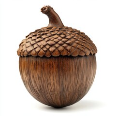 Carved acorn-shaped container