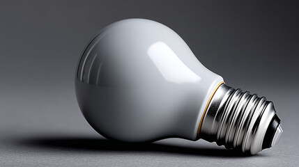 Minimalist Composition of a Single Light Bulb on a Pure White Background with Elegant Shadows and Soft Lighting