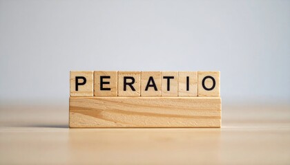 Artistic macro shot of pe ratio on wooden block clean lighting modern studio environment