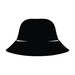 bucket hats vector silhouette icon, black and white illustration of footwear.