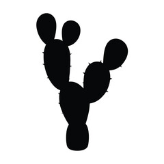 cactus pear vector silhouette icon, black and white illustration of fruits.