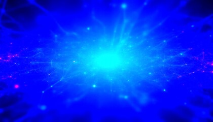 Naklejka premium this is a composite of two images: an upper portion with a vibrant, cosmic scene dominated by a bright, blue nebula like shape, and a lower portion showing an interconnected web of purple and pink lin