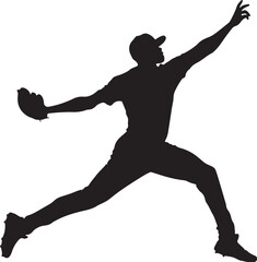 Dynamic Baseball Pitcher Silhouette | Powerful Athlete in Motion | Competitive Sports Action