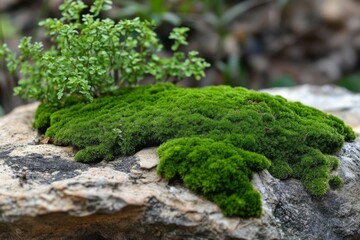 green moss on the rock