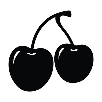 capulin cherry vector silhouette icon, black and white illustration of fruits.