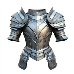 Armor Body. Lion Style Knight Suit with Large Shoulder Pads, 3D Illustration