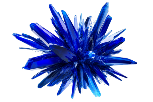 Sapphire cluster, crystalline structure formation, sharp points, cut out transparent