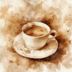 Steaming coffee cup on saucer