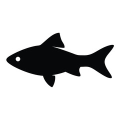 celestial pearl danio fish vector silhouette icon, black and white illustration of fish.