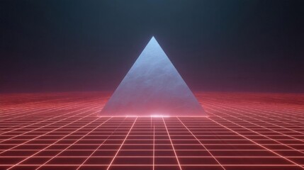 3d rendering of a futuristic landscape with a pyramid in the center. the pyramid is made up of a series of interconnected lines that form a grid-like pattern.