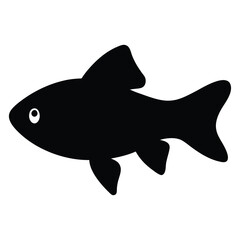 celestial pearl danio fish vector silhouette icon, black and white illustration of fish.