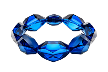 Blue faceted crystal ring element, decorative, cut out transparent