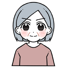 凛々しく微笑む老人女性のイラスト