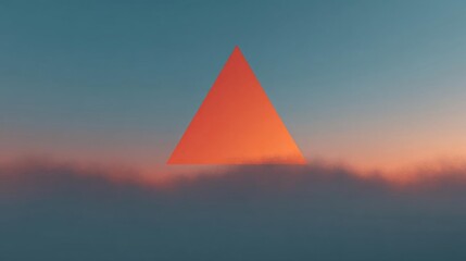 Digital illustration of a triangle in the center. the triangle is a bright orange color and is positioned in the middle of the image.