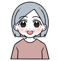 笑う老人女性のイラスト