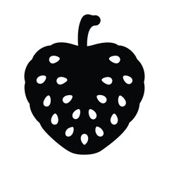 cherimoya vector silhouette icon, black and white illustration of fruits.