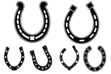 horseshoes vector, horseshoes silhouettes set