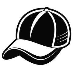 A baseball cap, featuring a stylized black silhouette, showcases simple but effective shapes