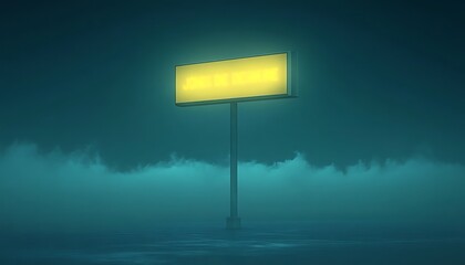 Illuminated signpost in foggy night