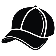 Black silhouette of a classic baseball cap with white outline stands out elegantly