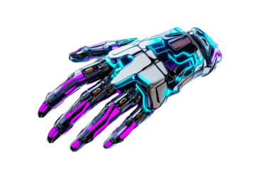 Robotic hand with cybernetic enhancements, technological aesthetic, cut out transparent