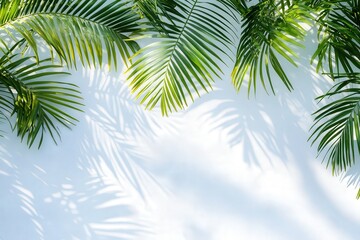 The silhouette of a palm tree is beautifully cast upon a tiled wall
