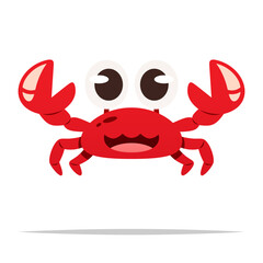 Funny cartoon crab vector isolated illustration