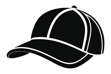 A stylish black baseball cap with sleek white stripes adds modern flair