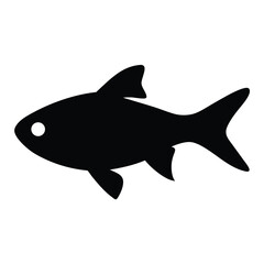 congo tetra fish vector silhouette icon, black and white illustration of fish.