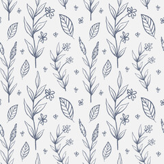 Hand drawn whimsical flower seamless pattern perfect for textile, wallpaper