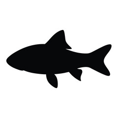 corydoras catfish vector silhouette icon, black and white illustration of fish.