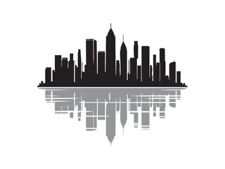 Fototapeta premium Black Urban Skyline Silhouette Vector Art – Minimal Flat Design