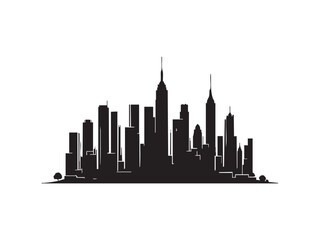 Obraz premium Black Urban Skyline Silhouette Vector Art – Minimal Flat Design