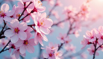 Delicate blossoms forming a tessellated diamond pattern, pastel shades, delicate, abstract, illustration