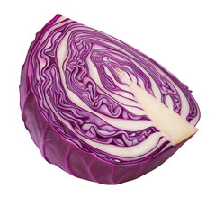 Obraz premium Vivid Cabbage Slice: A detailed macro shot reveals the intricate, layered textures of a sliced red cabbage, showcasing its vibrant purple and white hues, in a perfect still life of natural produce.