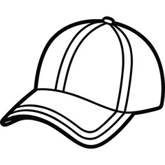 The baseball cap in black and white outline stands out with its clear rendering