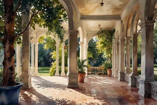 Breezeway in watercolor style