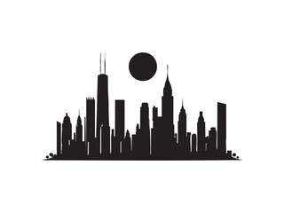 Obraz premium Minimalist City Skyline Silhouette – Flat Vector on White