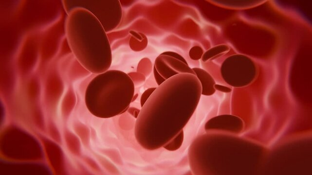 Health concept. Inside the blood vessel, white blood cells inside the blood vessel, High quality 3d render 4k. Of blood cells, animation medical video