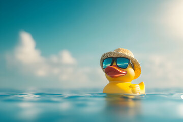 Obraz premium Rubber duck sunglasses summer ocean