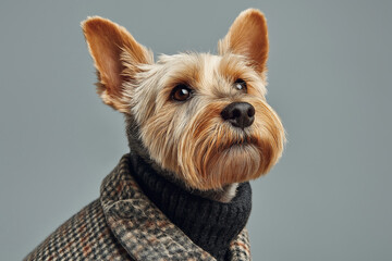 Fashionable Dog in Stylish Jacket – Chic Urban Portrait with Trendy Apparel, Playful Attitude, and Designer Accessories Showcasing Charismatic Canine Couture