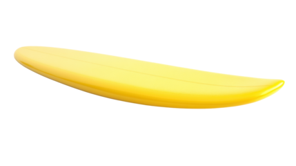 Bright Yellow Surfboard Isolated on Transparent Background Ready for Beach and Ocean Adventures