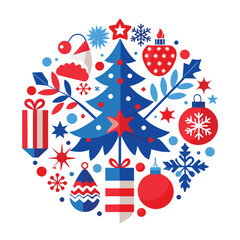 Obraz premium Christmas-themed design using the various red and blue elements provided. 
