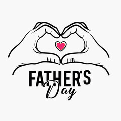 Heartfelt Father's Day illustration — father and child making a heart gesture in a hand-drawn sketch style.