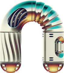 3d render of chrome letter made of vintage robot parts