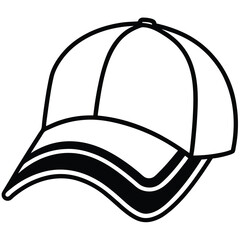 Minimalist baseball cap outline showcases simple monochrome style and design detail